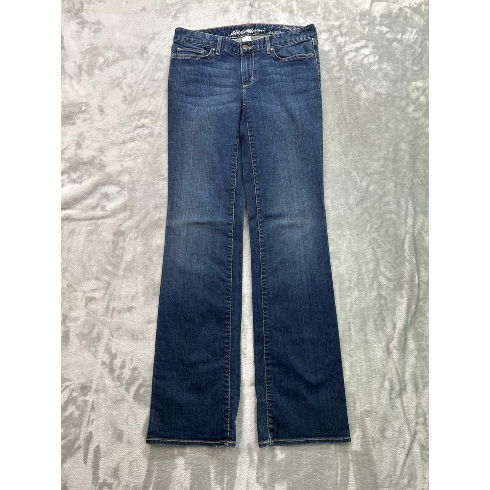 Eddie Bauer Womens Truly Straight Fit Bootcut Jeans Size 8L Western Cowgirl Chic